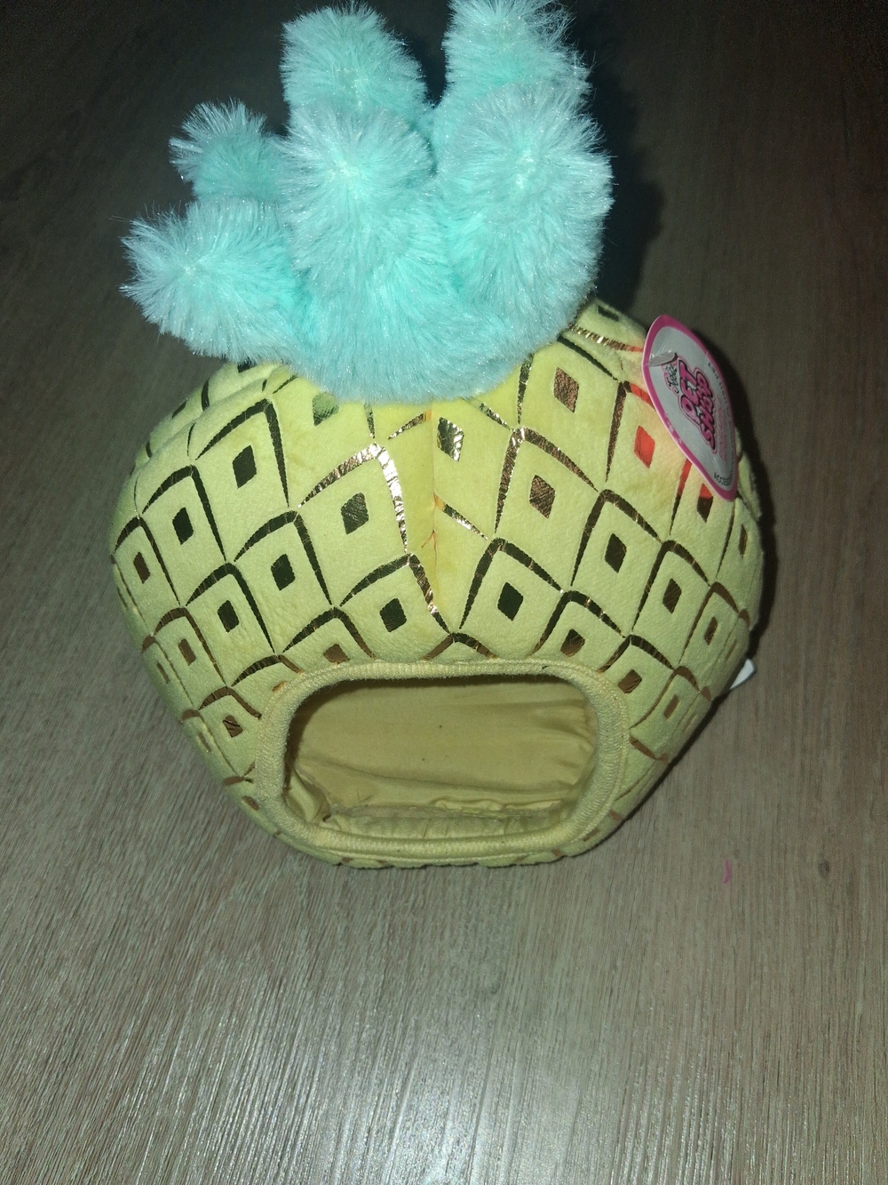 Justice Yellow Pineapple Plush Hat with Mint Pom